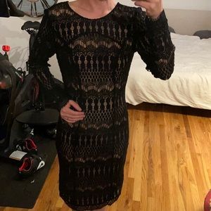 Black and nude lace dress